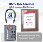 SURE LOCK TSA Approved Combination Luggage Locks with Open Alert Indicator – Durable Zinc Alloy Cable Travel Locks with Large Easy-Read Dials for Suitcases, Backpacks & Gym Bags(Grey 2 Pack)