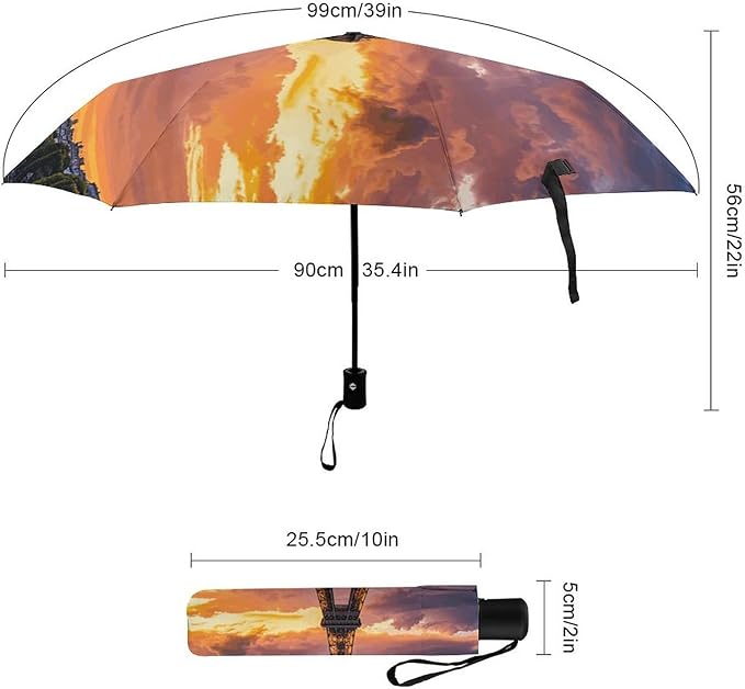 Cowboy Black Hat Western Boots Umbrellas for Rain Portable Travel Umbrellas Lightweight Automatic Windproof Folding Umbrella Compact Outdoor Beach Umbrella for Women, Men