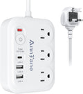 UK Travel Plug Adapter with USB C, 6FT Extension Cord, US to UK Ireland Plug Adapter Type G Travel Adapter with 3 Outlets 3 USB Ports for Scotland London England British Irish Kenya Dubai Travel