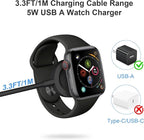 Fast Charger for Apple Watch Charger, Magnetic iWatch Charger to USB A Cable 3.3FT with USB A Wall Plug Adapter for Apple iWatch Series Ultra/10/9/8/7/6/SE/5/4/3/2 (Black)