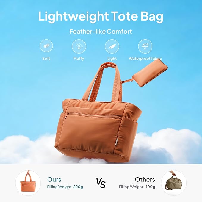 TOPEAST Tote Bag for Women Puffer Travel Carry On Bags with Laptop Compartment & Cup Holder Work Tote for Weekend Overnight