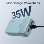 JUOVI J2651 Portable Charger, 35W 20000mAh USB C in & Out Power Bank, Battery Pack with QC4.0+PD3.0 35W High-Speed Charging for Bluetooth Earbud, Mobile Phone, Tablet (Blue)