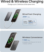 ULiXWH 10,000mAh for MagSafe Power Bank Ultra Slim, Magnetic Wireless Charger with USB-C Cable, Fast Charging Portable Battery for iPhone 17/16/15/14/13/12 Series, All-Metal Design, Space Grey