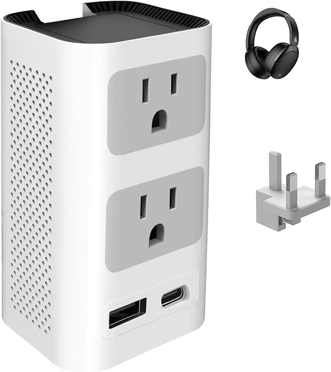 Mapambo Upgraded 2000W 220V to 110V Voltage Converters US to Europe Power Converter for Europe Combo with 1 USB A and 1 USB C International Travel Adapter for Hair Dryer