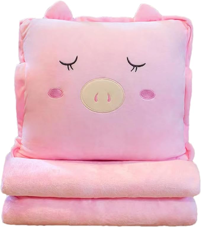 Fruit Throw Blanket and Pillow Set, Travel Blanket Compact Convenient Bed Throw Pillows with Airplane and Car Suitable for Office Nap Time (B, 39in x 31in)