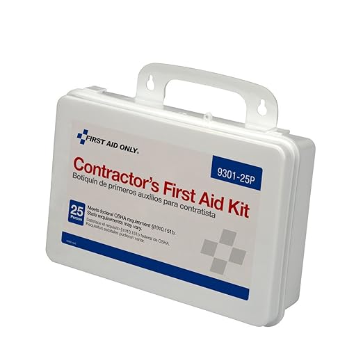 First Aid Only 9301-25P 25-Person Contractor's First Aid Kit for Home Renovation, Job Sites, and Construction Vehicles, 178 Pieces