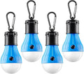 FLY2SKY Tent Lamp Portable LED Tent Lights Blue 4 Packs Hook Hurricane Emergency Lights LED Camping Lights Bulb Camping Tent Lanterns Camping Equipment for Camping Hiking Backpacking Fishing Outage