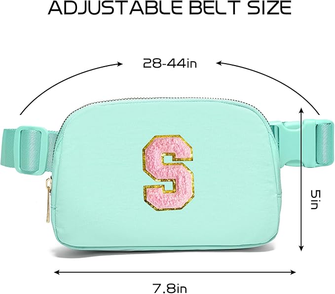 Gitus Belt Bag Fanny Pack Crossbody Bags with Initial Letter Patch Cute Stuff Birthday Gifts for Teenager Girls Trendy Preppy Stuff for Teen Girls Cool Stuff for Teens (Mint Green-S)