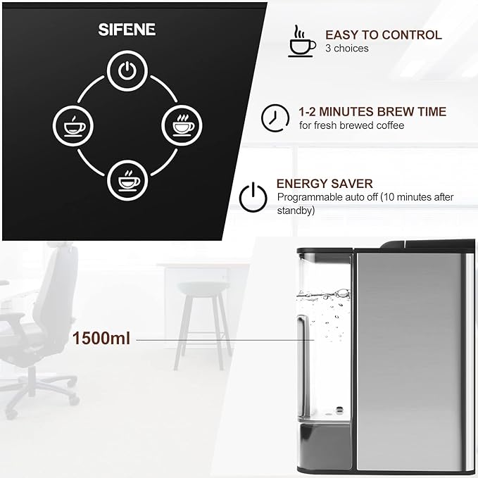 3-in-1 Single Serve Coffee Maker, Pod, Ground Coffee & Tea Brewer, Fast Brew Compact Coffee Machine with Touch Screen and 50 oz Water Reservoir