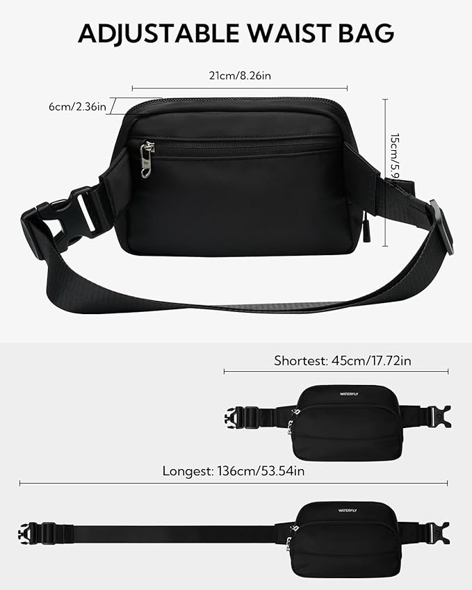 WATERFLY Waist Packs Fanny Pack: Small Fashion Belt Bag Casual Waist Bag for Women Men Hip Pack for Walking Hiking Everywhere