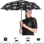 AMRANDOM Travel Folding Umbrella Automatic Open Tri-Fold For Car Rain Outdoor Use For Car Rain Outdoor Use With Black Anti-Uv Coating
