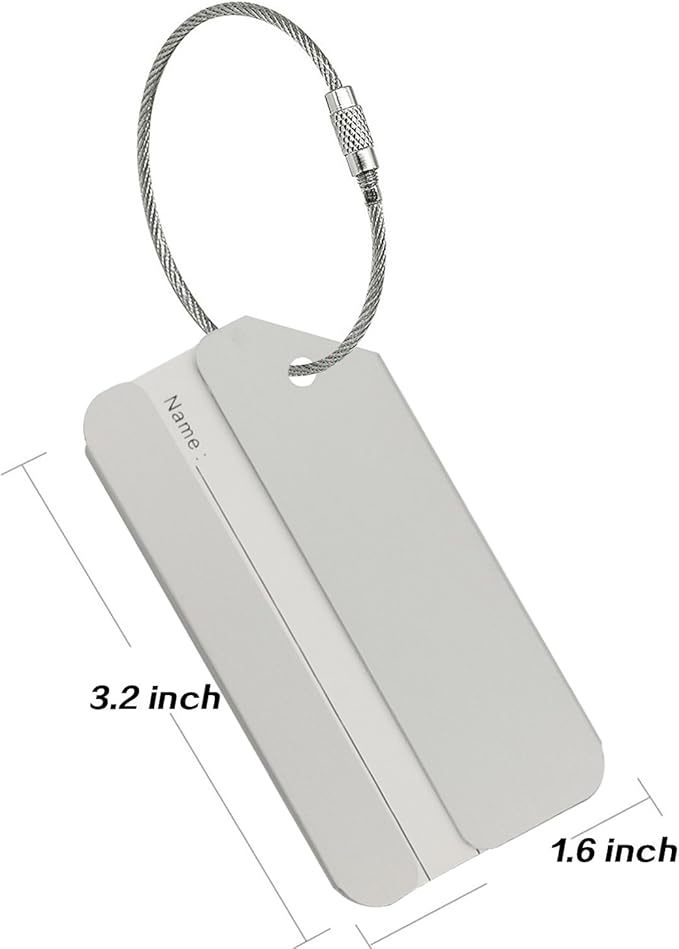 Aluminum Luggage Tags, Luggage Tag Holders for Travel Luggage Baggage Identifier by Ovener (2Pack Silver)
