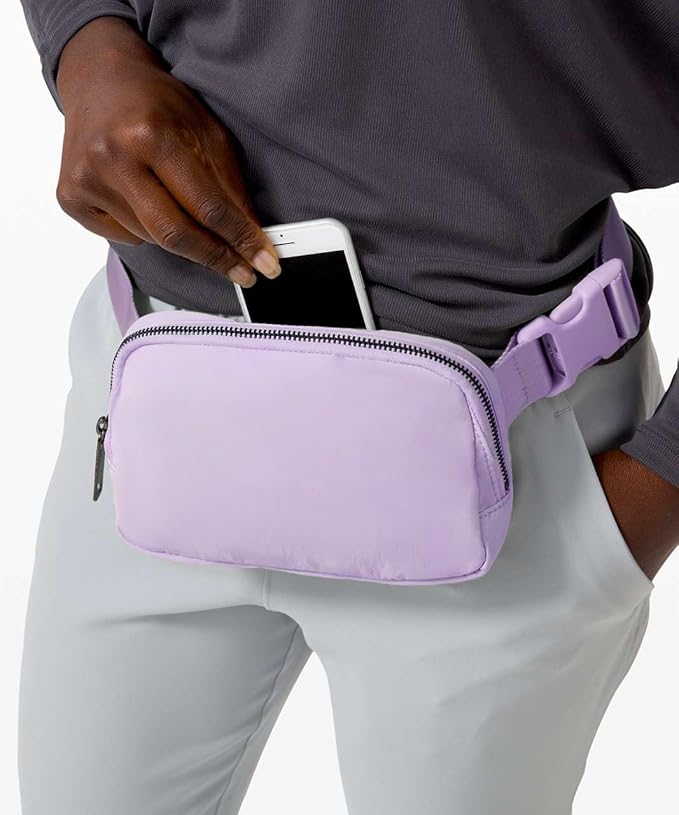 YOSHUYUKI Cross Body Fanny Packs for Women Fashion Waist Bag Pouch Nylon Small Travel Crossbody Bags Mini Purse Everywhere Belt Bag Bum Bag Adjustable Strap for Workout Running Hiking Lavender Fog