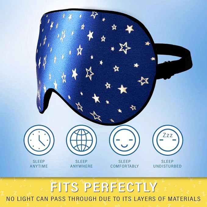 Silk Sleep Eye Mask for Men Women, Comfortable Super Soft Eye Mask with Adjustable Strap, 100% Pure Silk, Works with Every Nap Position, Ultimate Sleeping Aid Blindfold, Blocks Light, Jersey Slumber
