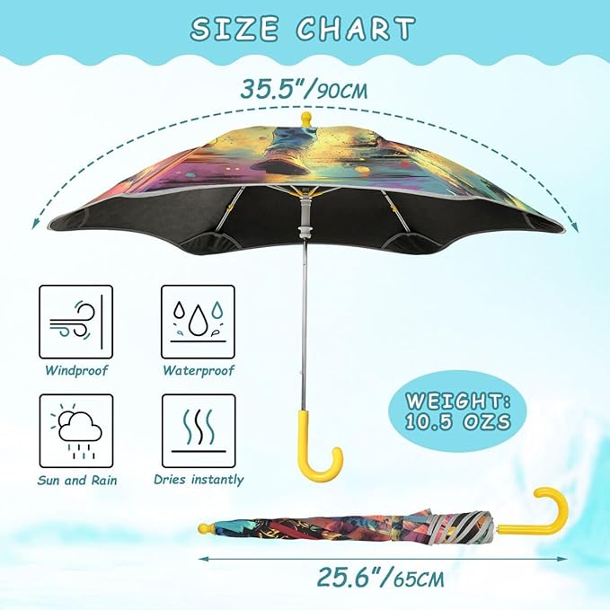 ALAZA Kids Umbrella Stick Umbrellas Cute Umbrella for Boys Girls Toddler UV/Sun Rain Windproof