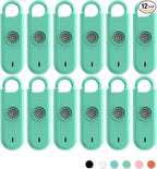 Fauxomor 140dB Personal Safety Alarm for Women, 12 Pack Safe Alarm Protection Keychain with Strobe Light with Low Battery Notice, Security Siren Self Defense for Children Seniors College Girls(Green)
