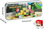 Mini Magnetic Blocks STEM Toys for Kids Ages 3-8, 35PCS Travel Building Set with Magnetic Storage Tin Box, Educational Construction Toys for Toddlers, Preschool Birthday Gift for Boys & Girls