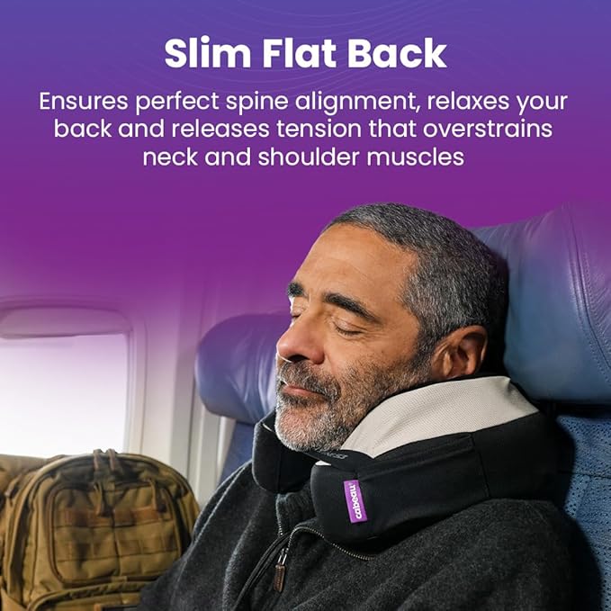 Cabeau Travel Neck Pillows for Airplanes The Neck's Evolution, TNE S3 Supportive Memory Foam Design for Long Haul Flights Attachable Seat Straps and 360 Support (Cairo Tan)