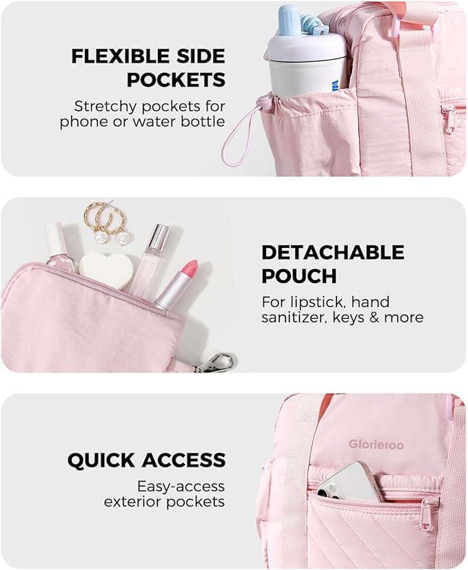 Small Gym Bag for Women - Puffer Duffle Weekender Work Duffel Carry on Overnight Nurse Dance Yoga Workout Tote Bag with Yoga Mat Holder Wet Compartment Coin Purse BPA-Free