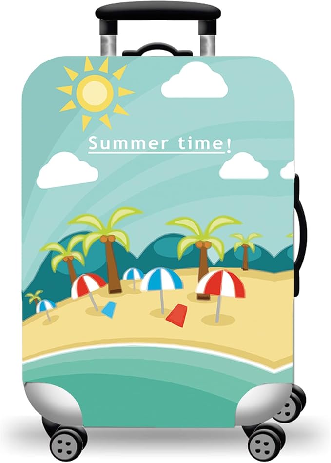 WUJIAONIAO Travel Luggage Cover Baggage Suitcase Cover Protector Skins 18-32 Inch (Beach, S (for 18-20 inch luggage))