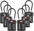 • TRAVOCE TSA Approved Luggage Locks - Heavy Duty 3 Digit Combination Cable Lock, Search Alert for Suitcases, Backpacks, Golf Bags, Tents, Violin and Camera Cases, 6 Pack, Black