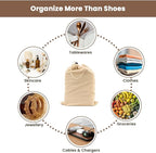 LFH Cotton Shoe Storage Bags with Drawstring, Dustproof Breathable Reusable Organizer, Perfect For Travel, Dorm, Hotel, College, Gym, Easy to Carry, Machine Washable 12"x17" (Pack of 6) - Natural