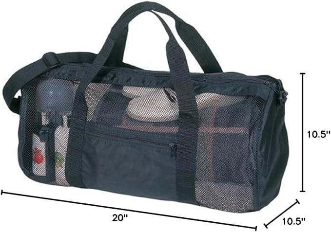 Outdoor Hiking Beach Gym Mesh Bag, Black