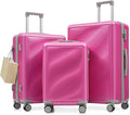 Luggage Sets 3 Piece with Double Spinner Wheels, Carry on Hardshell ABS Suitcases Set with TSA Lock, Lghtweight Checked Luggage for Different Travelling (Pink, 20"/24"/28")
