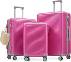 Luggage Sets 3 Piece with Double Spinner Wheels, Carry on Hardshell ABS Suitcases Set with TSA Lock, Lghtweight Checked Luggage for Different Travelling (Pink, 20"/24"/28")