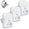 3 Pack Type E F Plug Adapter, VINTAR Schuko Germany France Power Adapter with 2 American Outlets 3 USB Ports(2 USB C), 5 in 1 Type E Travel Adapter for US to EU Spain Iceland Korea German French