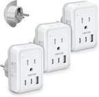 3 Pack Type E F Plug Adapter, VINTAR Schuko Germany France Power Adapter with 2 American Outlets 3 USB Ports(2 USB C), 5 in 1 Type E Travel Adapter for US to EU Spain Iceland Korea German French