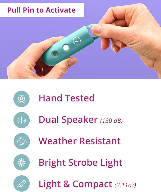 Vantamo Personal Alarm for Self Defense with Low Battery Notice, Strobe Light & Extra Loud 130 dB Double Speakers Safety Keychain Set for Women, Rechargeable Panic Button for Womens Self Defense