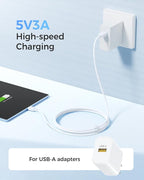 Cable Matters 3-Pack Long USB A to USB C Cable 10ft in White, Support Apple CarPlay, Android Auto, USBA to USBC Charging Cable for iPhone 16/15 Pro Max Plus, Galaxy S23