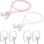 Magnetic Anti-Lost Straps Compatible with AirPods 1st to 4th Generation and AirPods Pro 1st to 4th Generation, with 2 Additional Pairs of Ear Hooks(White Pink)