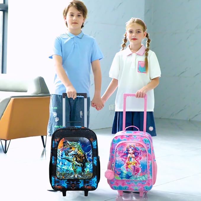 WZLVO Kids Luggage for Boys and Girls, Cute Dinosaur Unicorn Rolling Wheels Suitcase for Toddler Children