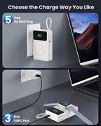 4-in-1 Portable Charger With Built-in Wall Plug&USB-C Cables,10800mAh Power Bank with iWatch Charger,QC4.0+PD 25W Fast Charging Battery Pack,Travel Essentials for iPhone 16/15,Apple Watch,Android etc