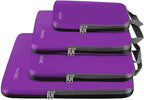 BAGAIL 4 Set/6 Set/8 Set Compression Packing Cubes Travel Accessories Expandable Packing Organizers (Cloth Pattern, 4-Purple)