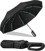 42-Inch Extra Large Umbrella for 2-3 People, Windproof Automatic Open/Close with Carabiner Handle, UPF 99+ UV Protection Folding Travel Umbrella for Rain and Sun