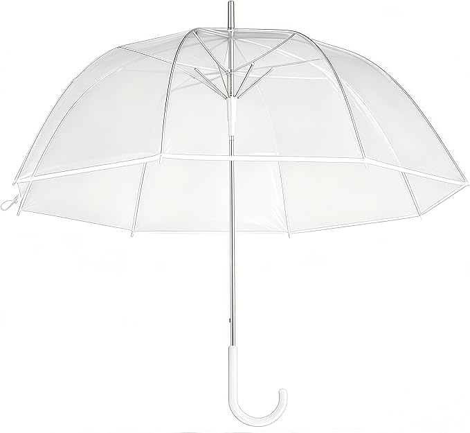 Clear Bubble Umbrella - Automatic Opening Clear Dome Umbrella with the Stylish J-Shaped Handle for Men and Women, Wedding, Outings and Large Group Gatherings, Graduations, Proms, or Daily City Walks