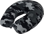 Wolf Essentials Adult Cozy Soft Microfiber Neck Pillow for Travel – Compact, Machine Washable - Perfect for Airplane, Car, or Home Use - Filled and Finished in The USA – Black Camo