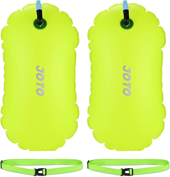 JOTO 2 Pack Swim Buoy Float for Open Water, Swimming Belt Bubble Safety Float with Adjustable Waist, Snorkeling, Swim Training, Triathletes, Kayaking