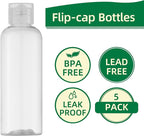 LISAPACK 3.4 oz Travel Bottles for Toiletries, Plastic Travel Size Containers for Shampoo Conditioner TSA Approved, Empty Small Squeeze for Lotion, Clear Leak Proof Mini Liquid Tube for Refillable