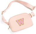 Gitus 6 7 8 9 10 Year Old Girl Gifts Belt Bag Fanny Pack Crossbody Bags with Initial Letter Patch Things for Teen Girls Easter Gifts for Girls Travel Essentials（Coral Pink-W）