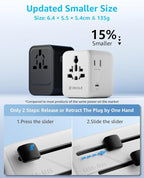 Universal Travel Adapter, International Travel Plug Adapter with 3 USB-C ＆ 2 USB-A Ports 35W, All in One Portable Socket, for USA, UK, EU, AU ＆ 224+ Countries (White)