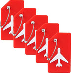 5 Pack Silicone Luggage Tag for Suitcases with Stainless Loop, TSA Approved, Privacy Protection Travel Essentials Bag Tags by Gostwo, Red