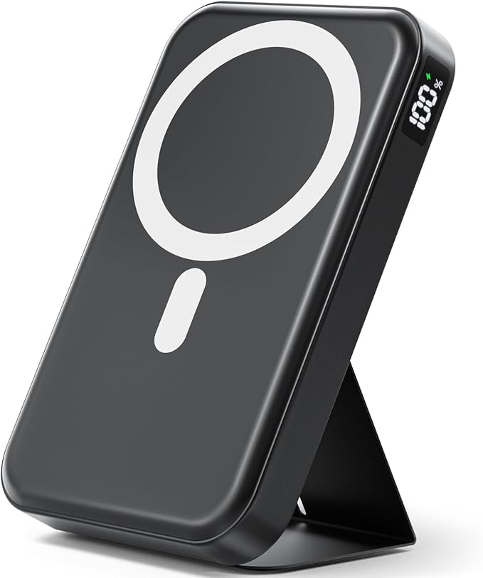 for Magsafe Power Bank, 10000mAh Wireless Portable Charger with Foldable Stand, 20W PD Fast Charging, Travel Essential for Magsafe Battery Pack, Compatible with iPhone 17/16/15/14 Series