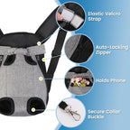Dog Backpack Carrier, Front Pocket for Essentials, Legs Out Carrying Sling Travel Bag for Small Medium Dogs 2.5-4 Lbs, Soft Wearable Puppy Chest Carry Backpacks for Walking/Hiking/Camping/Traveling