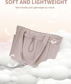 Wandering Nature Puffer Tote Bag with Cup Holder & Laptop Compartment & Trolley Sleeve for Travel, Work, Nurse, Women