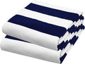 COTTON CRAFT Oversized Beach Towel - 2 Pack 35 x 70 inches XL Beach Towel - 100% Cotton Velour - Big & Huge - Thick Plush 450 GSM Super Soft Luxury Towel - Pool Picnic Bath - Cabana Stripe Navy