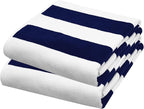 COTTON CRAFT Oversized Beach Towel - 2 Pack 35 x 70 inches XL Beach Towel - 100% Cotton Velour - Big & Huge - Thick Plush 450 GSM Super Soft Luxury Towel - Pool Picnic Bath - Cabana Stripe Navy